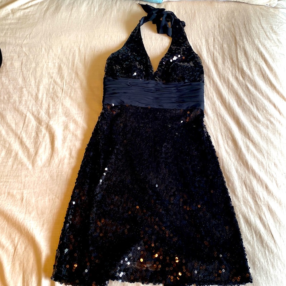 White House Black Market sequin halter dress